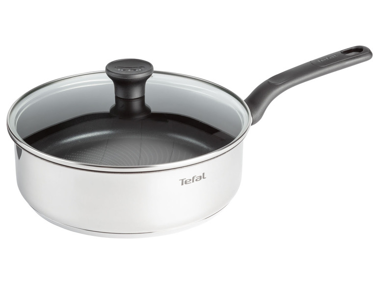 Een Tefal kookpan met glazen deksel.