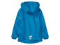 Blauwe softshell jas met capuchon voor kinderen.