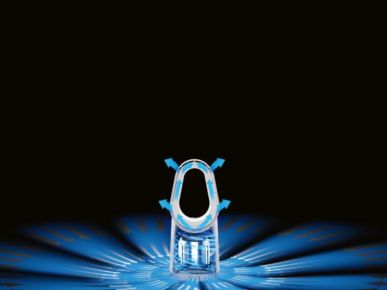 Luchtreiniger: krachtige luchtstroom getoond.