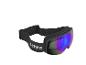 Zwarte skibril met een kleurrijk, reflecterend glas en een verstelbare band.