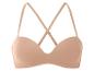 Beige bh zonder beugels, gekruiste bandjes.