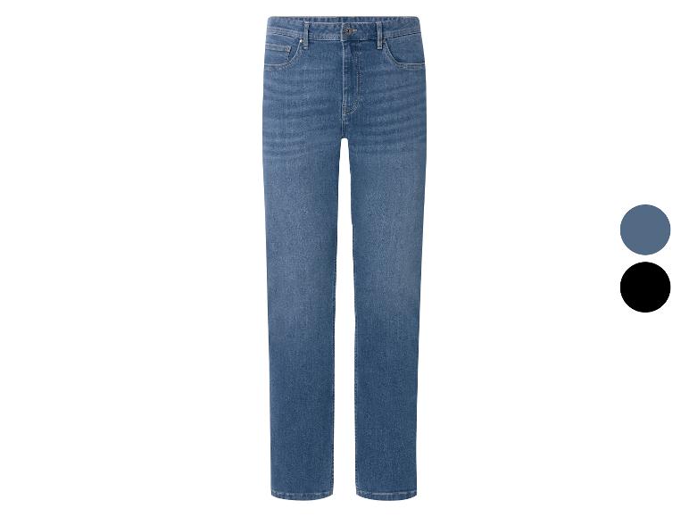 Blauwe denim jeans met twee kleurstalen: blauw en zwart