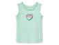 Lichtgroen meisjes tanktop met een hartvormig ontwerp van een zonsondergang.