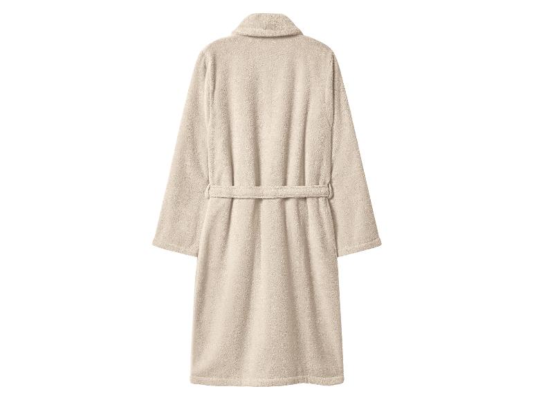 Beige badjas van badstof, achteraanzicht
