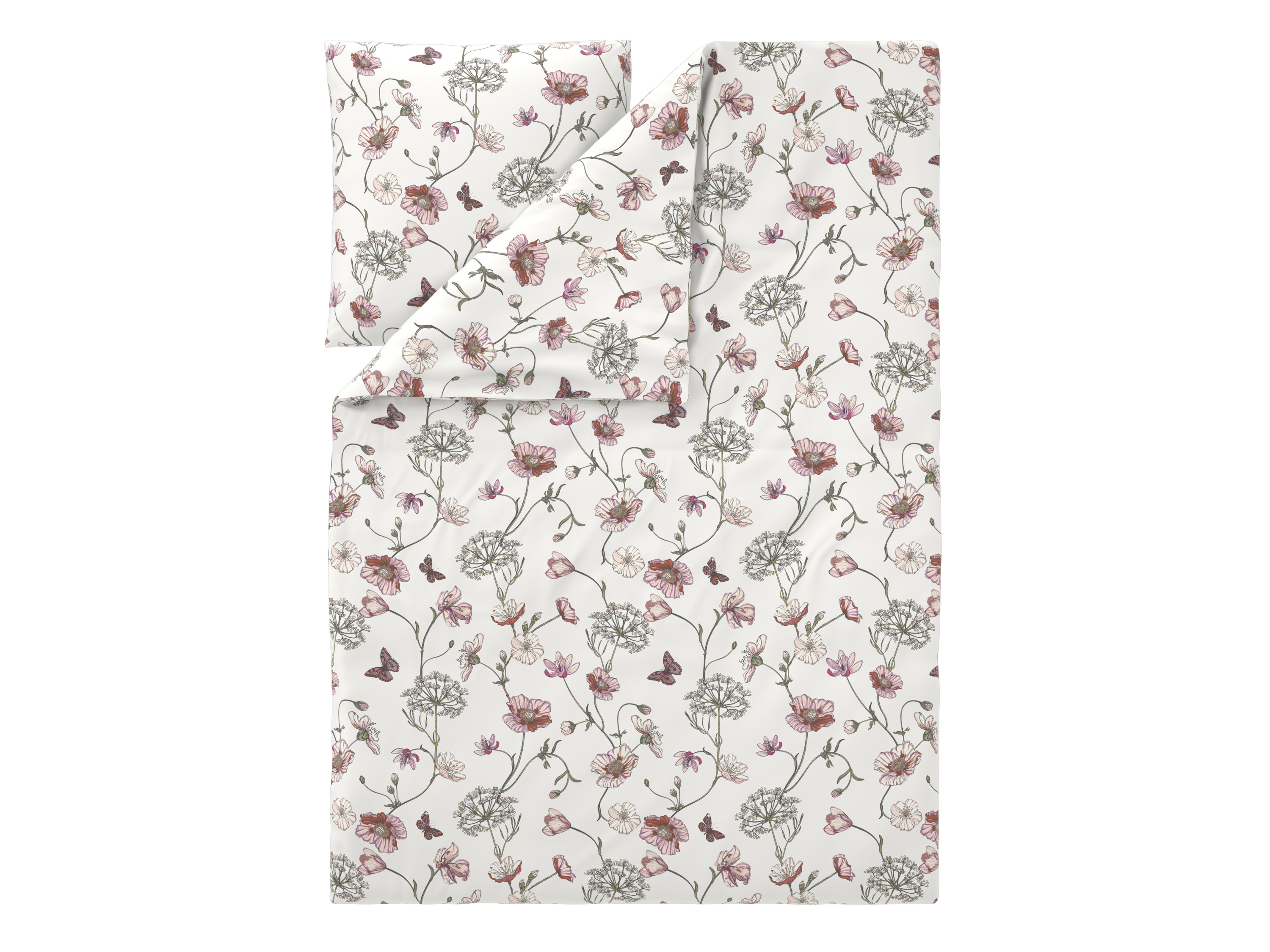 LIVARNO Satijnen dekbedovertrek 140 x 200 cm (Vlinders/wit)