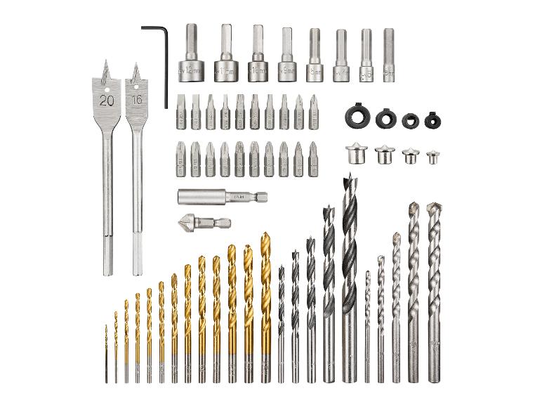 Boorset met diverse boortypes, bits en doppen voor verschillende taken.