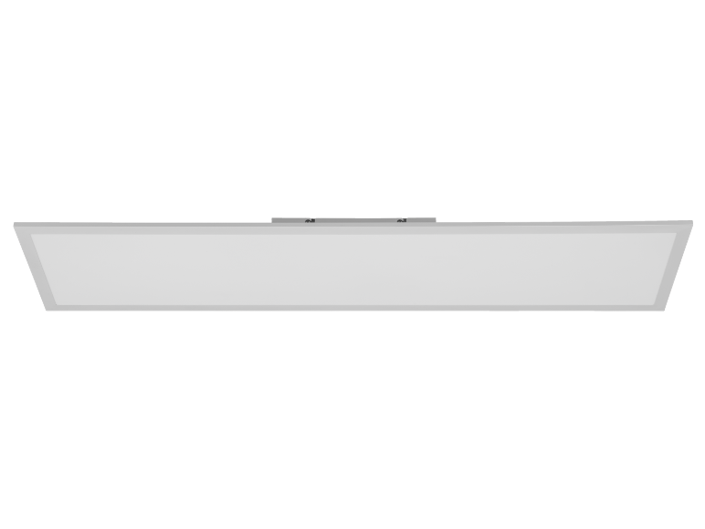 Witte rechthoekige plafondlamp met een strak design.