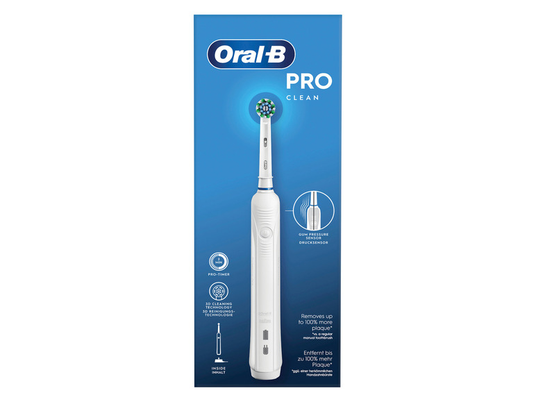 Een Oral-B Pro Clean elektrische tandenborstel met druk sensor.