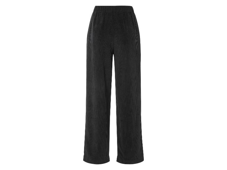 Zwarte corduroy broek met een elastische tailleband.