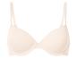Beige bh met gewatteerde cups en verstelbare bandjes.