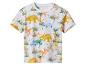 Wit T-shirt met kleurrijke dinosaurus- en palmbomenprint.