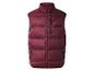 Donker bordeauxrode gewatteerde bodywarmer met rits en logo.