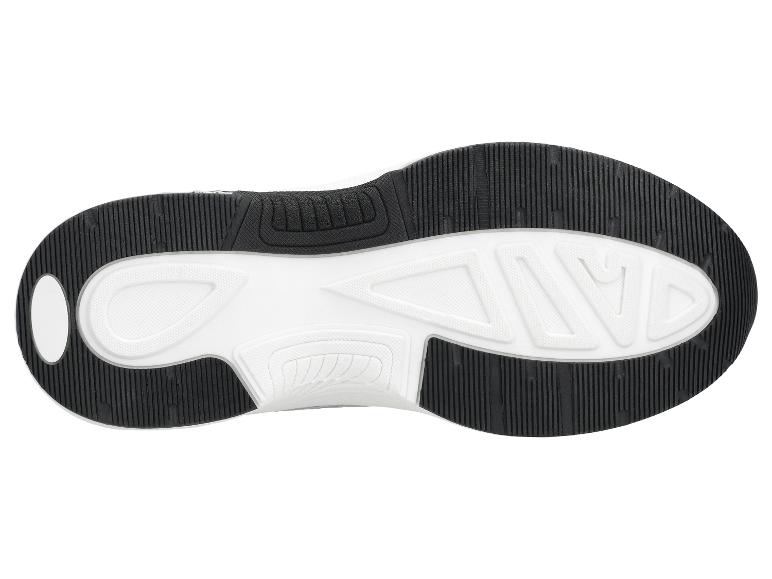 Zool van een sportschoen met zwart-wit patroon