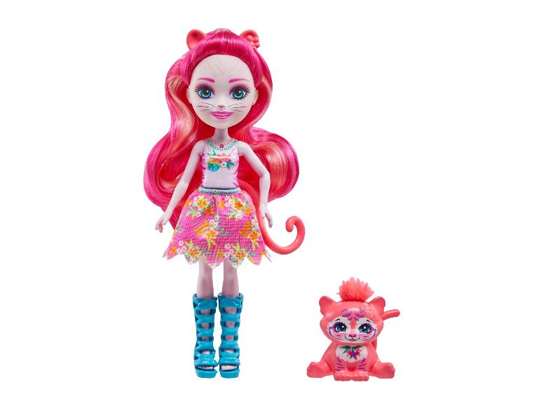 Enchantimals pop met roze haar en bijpassende kat.