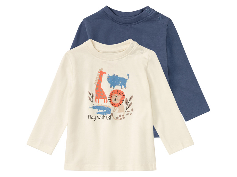 lupilu 2 baby shirts (50/56, Blauw/crème patroon)