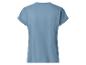 Dames T-shirt in lichtblauw met opgerolde mouwen, achteraanzicht