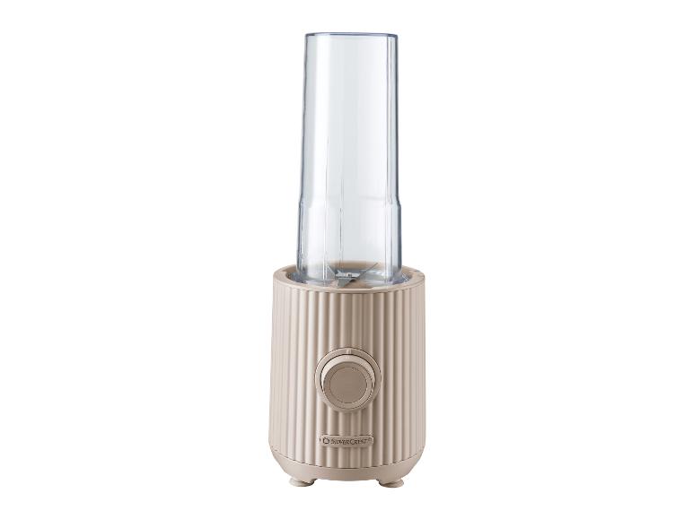 Beige SilverCrest blender met transparante kan en bedieningsknop
