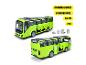 Groene speelgoedreisbus met openslaande deuren en bagage, 54 cm lang, schaal 1:16.