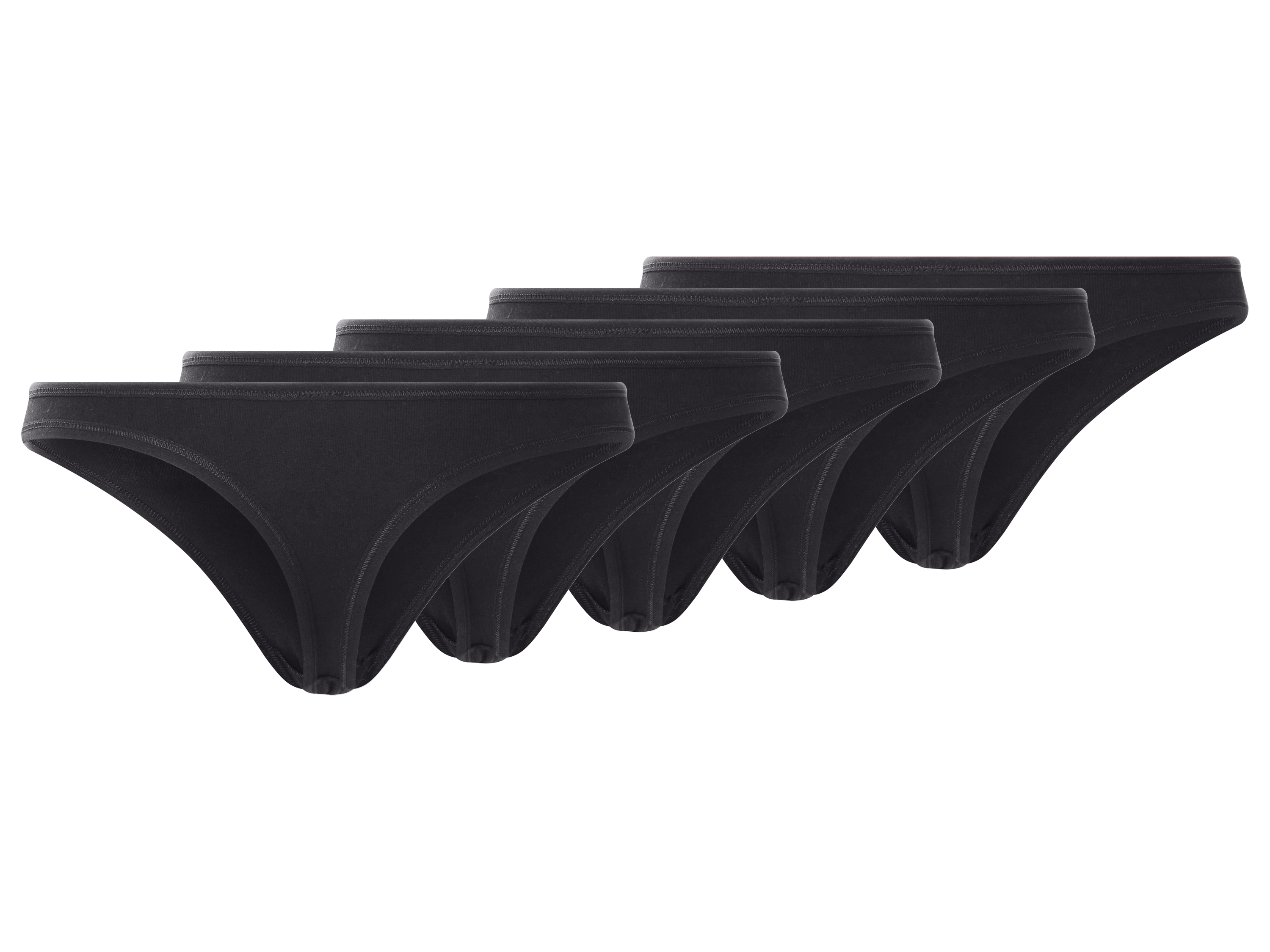 esmara Set van 5 dames strings (Zwart, M (40/42))