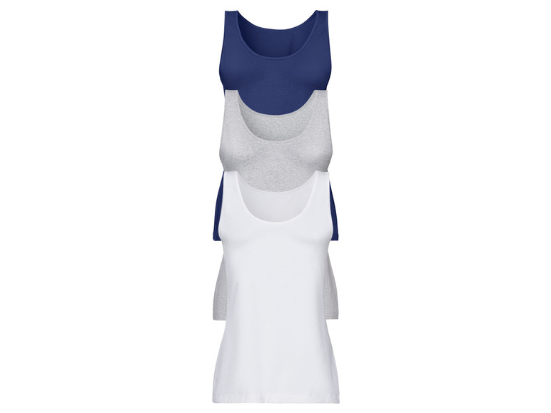 esmara 3 dames hemden (S (36/38), Blauw/lichtgrijs/wit)