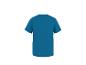 Turquoise blauw basic T-shirt met korte mouwen, achterkant.