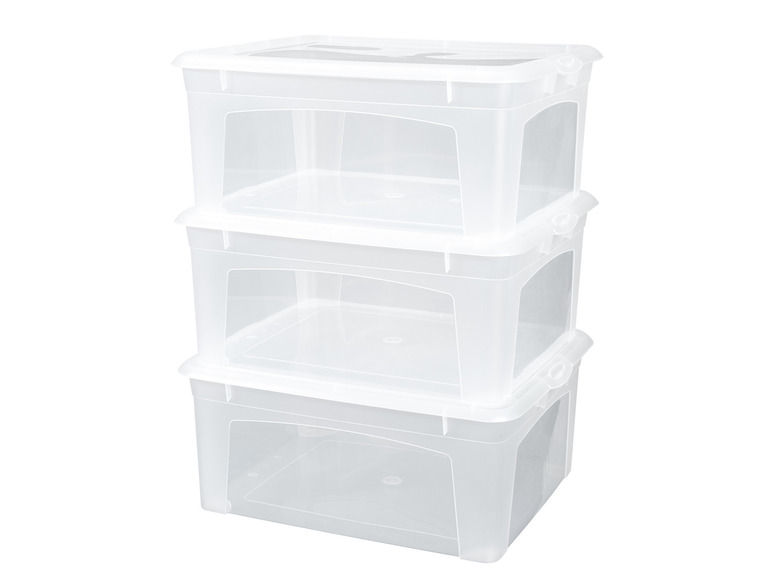 LIVARNO home Transparante box (Set van 3 grote bakken)