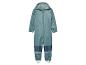 Waterdichte blauwgroene overall voor kinderen met capuchon.