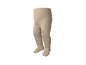 Beige babypanty met geribbelde voeten en pijpen.