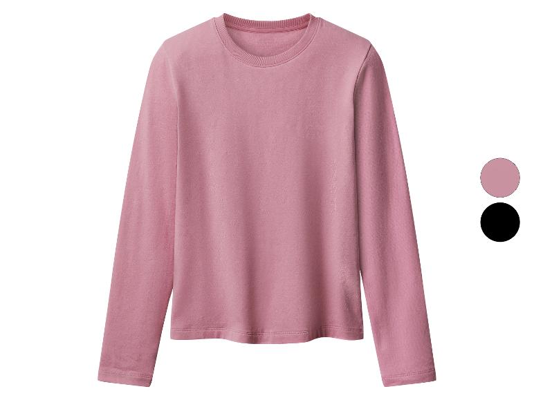 Een roze sweatshirt met lange mouwen, met roze en zwarte kleuropties.