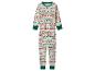Kerstpyjama met rendier- en boomprint in rood, groen en wit.