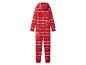 Rood onesie slaappak met rendier- en sneeuwvlokkenpatroon, met capuchon.
