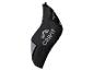 Zwarte sporthanddoek met grijs logo en rits.