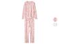 Damespyjama in roze met stippen, met een extra stofstaal met hartjes.