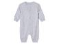 Lichtgrijze baby romper met drukknoopjes.