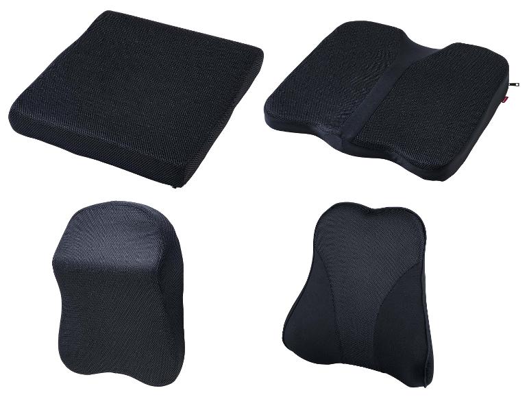 Set van zwarte zit- en rugkussens
