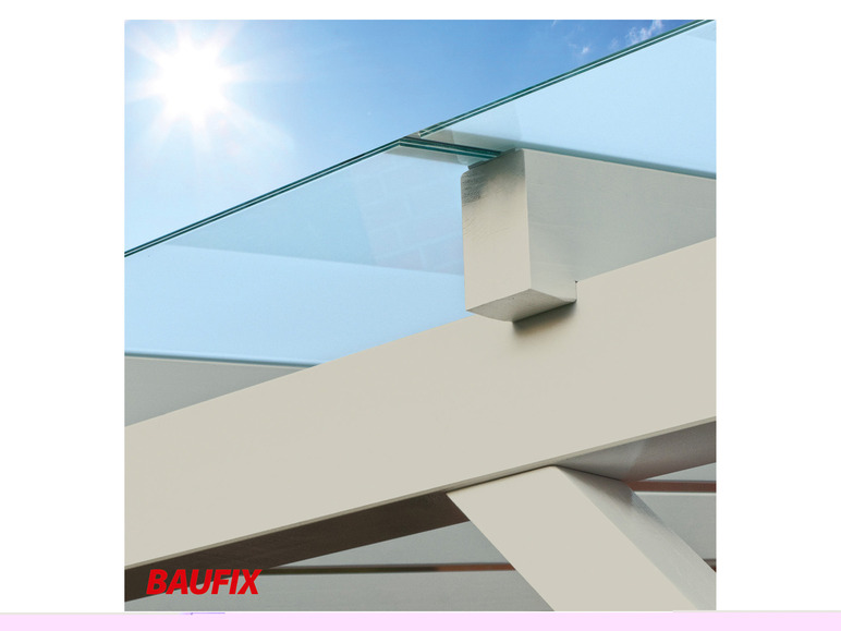 Glas en houten constructie voor een terras overkapping.