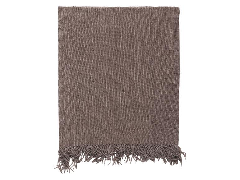 Bruine geweven plaid met franjes