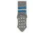 Grijze sokken met blauwe strepen en antislip stippen.
