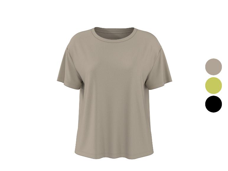 Effen T-shirt met korte mouwen in beige, met kleuropties beige, limoengroen en zwart.