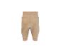 Beige babybroek met brede geribbelde tailleband en boorden