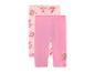 Twee roze capri leggings voor meisjes met cartoon puppy prints.