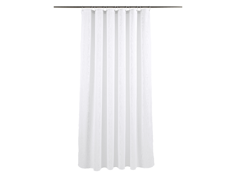 Witte douchegordijn met eenvoudige textuur.