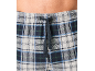 Heren flanellen pyjamabroek met blauw, groen en wit ruitpatroon en trekkoord.