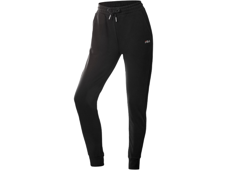Zwarte dames joggingbroek met trekkoord en elastische boorden.