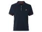 Donkerblauw polo shirt met contrasterende boord en geborduurd logo.