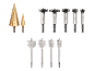 Set boorbits van verschillende maten en typen voor hout en metaal.