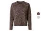 Bruin damesvest met knopen, met kleurstalen ernaast
