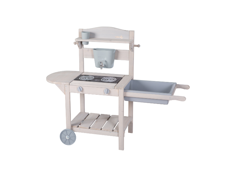 Roba houten speelkeuken in wit met grijze accessoires.