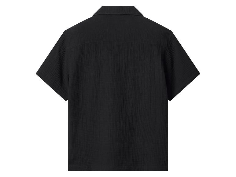 Zwart herenshirt met korte mouwen, achterkant