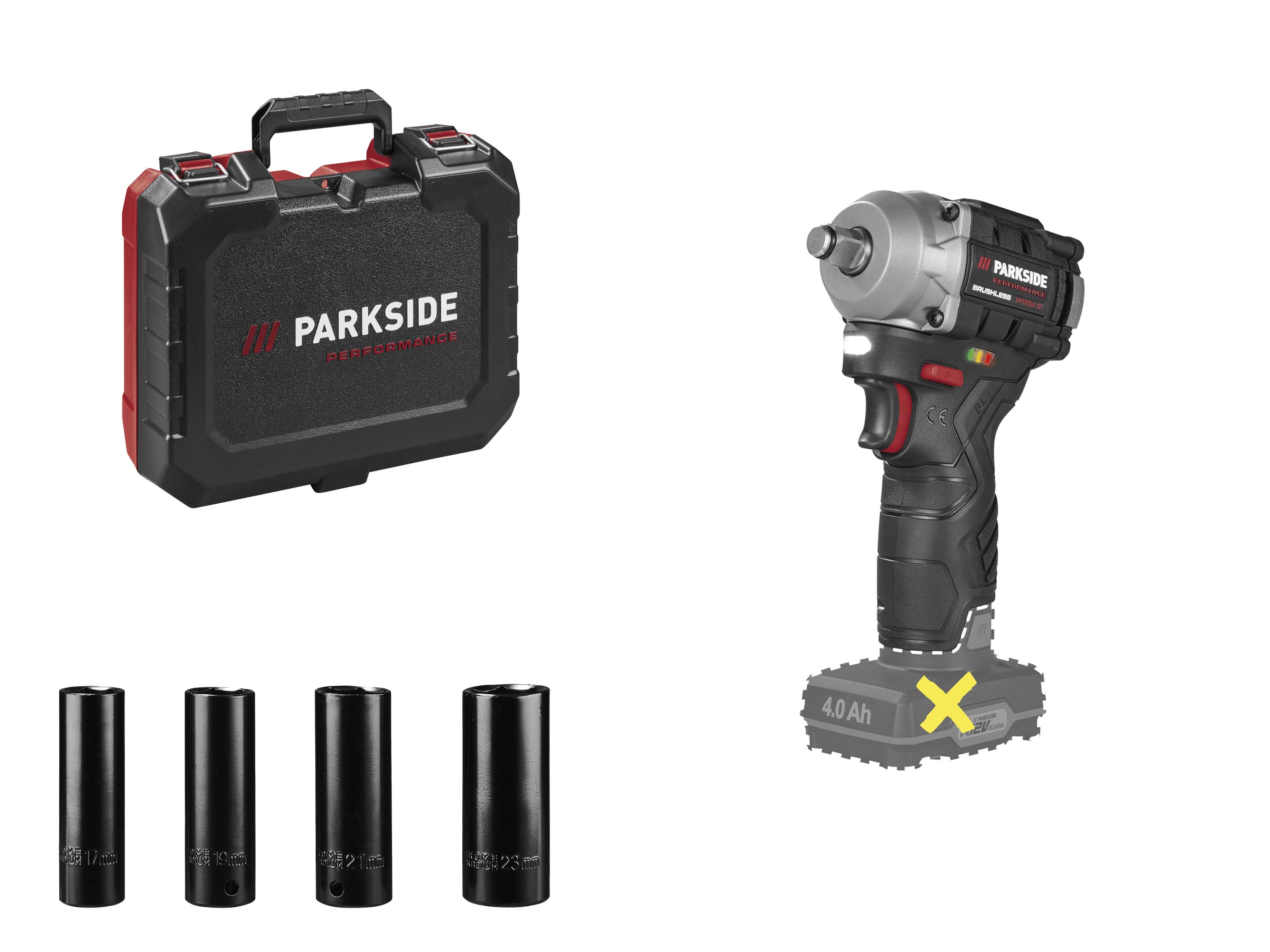 PARKSIDE PERFORMANCE Accu-slagmoersleutel 12 V 300 Nm, zonder accu en lader, incl. doppenset